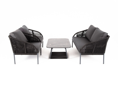 "Канны" лаунж-зона 4-местная плетеная из роупа (веревки), цвет темно-серый