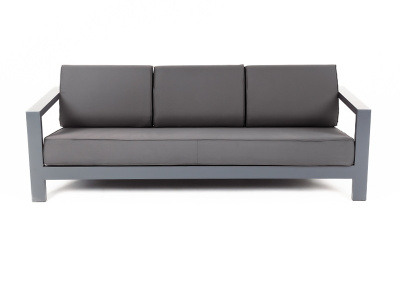 "Гранада" диван 3-местный, каркас алюминий темно-серый (RAL7024) муар, ткань темно-серая 027