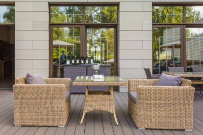 "Капучино" кресло из искусственного ротанга, цвет соломенный