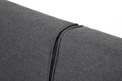 "Канны" левый модуль плетеный из роупа, каркас алюминий темно-серый (RAL7024) муар, роуп темно-серый круглый, ткань темно-серая 027