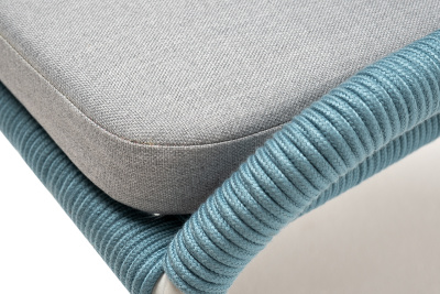 "Милан" стул плетеный из роупа, каркас алюминий светло-серый (RAL7035) муар, роуп бирюзовый круглый, ткань светло-серая